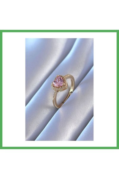 Nur store Çanta Gold Color Zircon Stone Model Brass Charm Women's Ring Bezoss