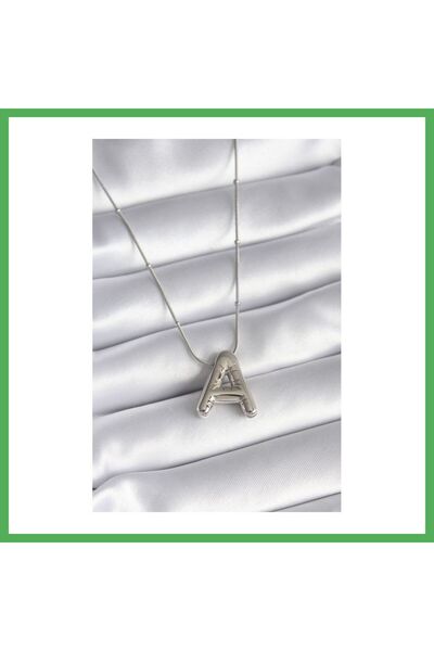 Nur store Çanta 316L Steel Silver Color Bubble "A" Letter Model Women's Neckl...
