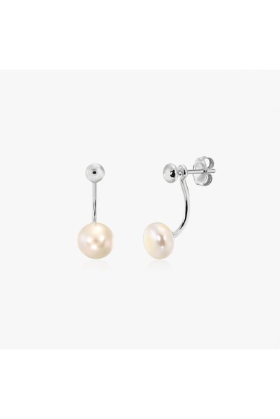 Indira Jewelry Pearl Jacket Silver Earrings - Cultured Pearls