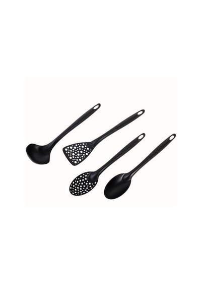 Jumbo Black Plastic Tableware Set - 4pcs