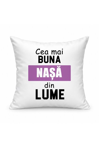 Fabricacucadouri.ro Pernă personalizată Cea mai buna nasa din lume ,mov