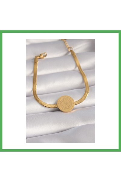Nur store Çanta 316L Steel Gold Color Italian Chain Model Embroidered Medalli...