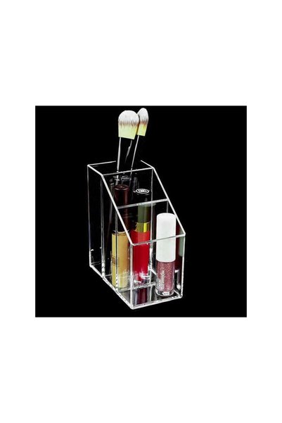 Jumbo Suport Acrilic Transparent cu 3 Compartimente pentru Pensule 6x11x12cm