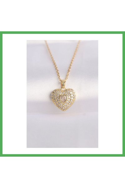 Nur store Çanta 316L Steel Chain Gold Color Zircon Stone Necklace Bezoss