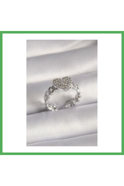 Nur store Çanta Brass Silver Color Zircon Stone Model Women's Ring Bezoss