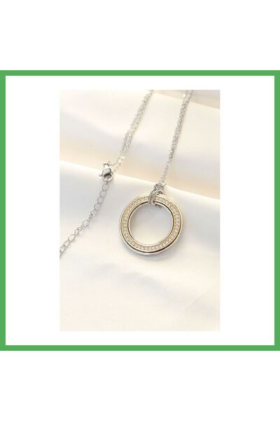 Nur store Çanta 316L Steel Zircon Stone Double Color Tiffany Necklace Bezoss