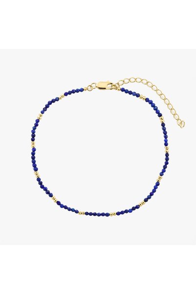 Indira Jewelry SummerScape Golden Silver Anklet – Lapis