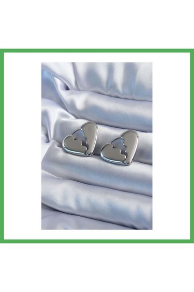 Nur store Çanta Silver Color Broken Model Brass Women's Earrings Bezoss