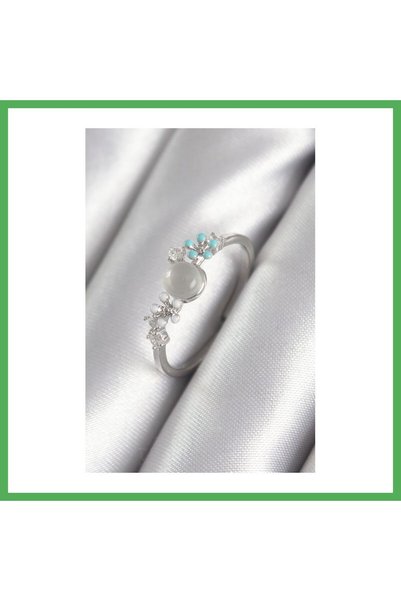 Nur store Çanta خاتم نسائي بتصميم زهرة بيضاء لؤلؤية، مزين بحجر الزركون، بلون ...