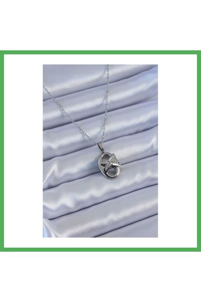 Nur store Çanta 316L Steel Silver Color Zircon Stone Women's Necklace Bezoss
