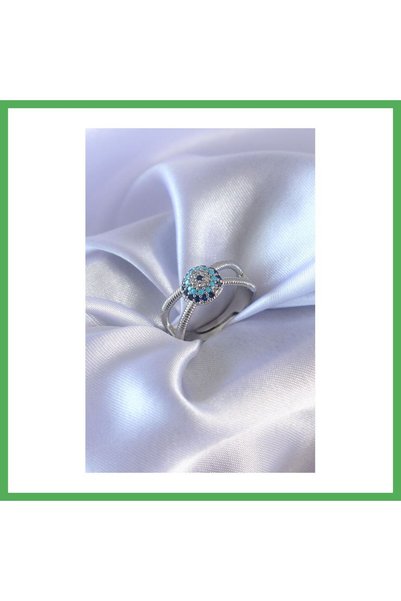 Nur store Çanta Silver Color Evil Eye Bead Model Women's Ring Bezoss