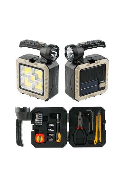 BOGVAL Lanternă solară multifuncțională cu trusă de scule, Power Bank USB, 5 ...