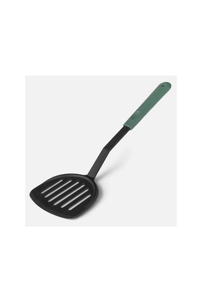 Jumbo Perforated Plastic Spatula Grey with Green Handle 33.5cm