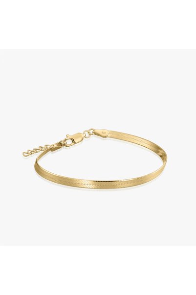Indira Jewelry Golden Herringbone Silver Anklet