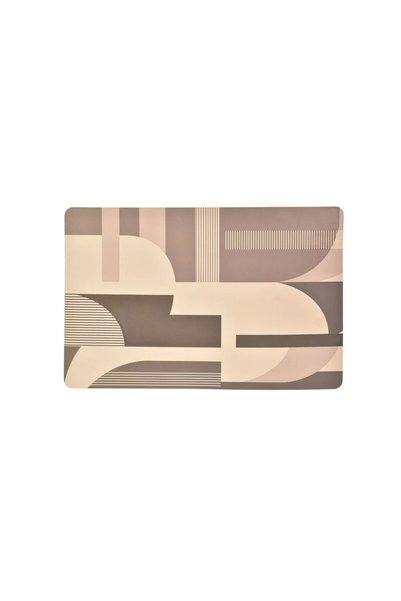 Jumbo Suport din Plastic Bej Maro cu Model Geometric pentru Farfurii 43.5x28.5cm
