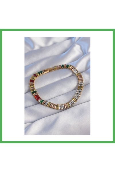 Nur store Çanta 316L Steel Gold Color Colorful Waterway Design Bracelet Bezoss