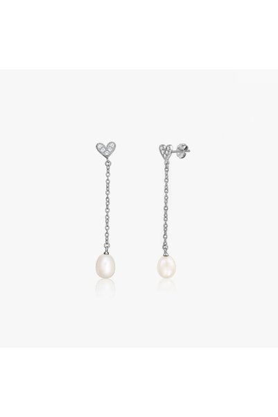 Indira Jewelry Never Let You Go Silver Earrings - Cultured Pearls