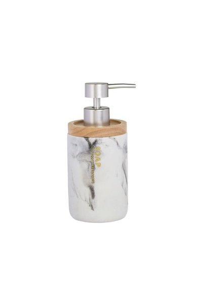 Jumbo Dozator din Polyresin Alb cu Model Marble & Detalii din Lemn pentru Sap...