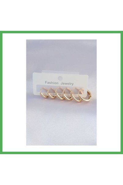 Nur store Çanta Brass Gold Color Oval Earring Set Bezoss