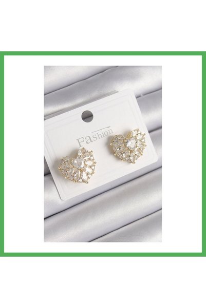 Nur store Çanta Brass Gold Color Zircon Stone Model Women's Earrings Bezoss