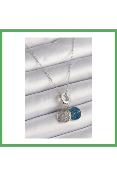 Nur store Çanta 316L Steel Silver Color Chain Zircon Stone Processing Blue Gl...