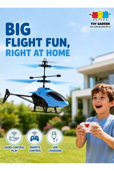 TOY GARDEN Wireless Induction Flying Helicopter Toy, Blue USB Rechargeable RC...