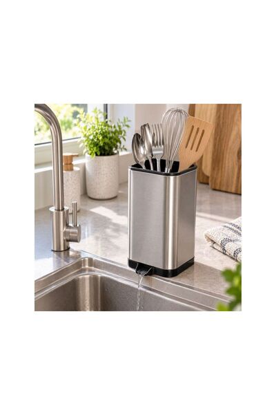 Jumbo Suport din Inox pentru Tacamuri cu Scurgere pentru Apa 10x11x18cm