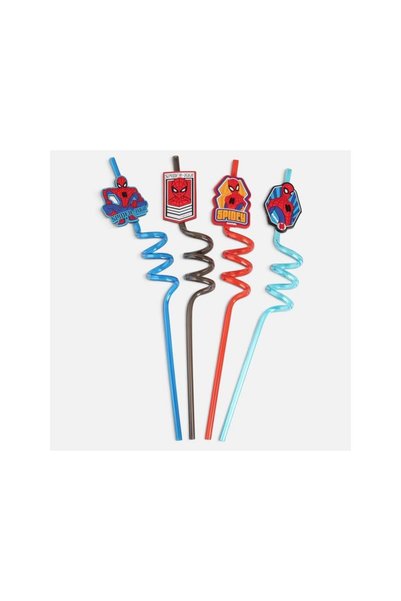 Jumbo Paie Fancy din Plastic Reutilizabile Rasucite Spiderman Ø6x270mm - 4buc