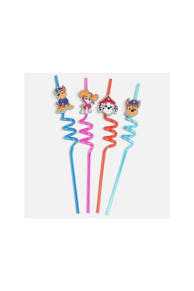 Jumbo Paie Fancy din Plastic Reutilizabile Rasucite Paw Patrol Ø6x270mm - 4buc