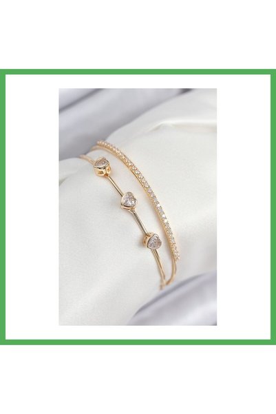 Nur store Çanta Brass Zircon Stone Model Gold Color Women's Bracelet Bezoss
