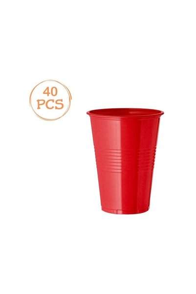 Jumbo Set of 40 Red Plastic Cups 200ml