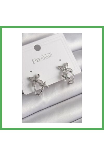 Nur store Çanta Brass Silver Color Zircon Stone 2-Piece Flower Model Women's ...