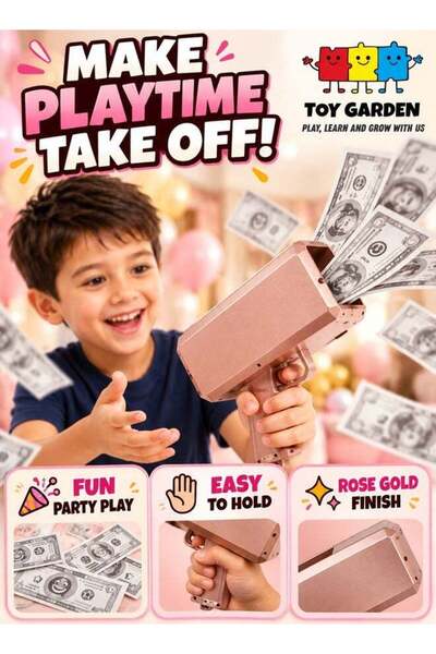 TOY GARDEN Money Gun Party Prop with 100 Play Cash Notes, Handheld Paper Mone...