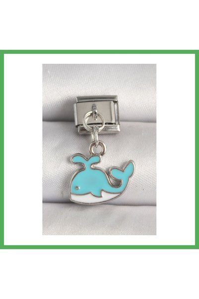 Nur store Çanta 316L Steel Silver Color Blue Whale Model Nomination Charm Bezoss