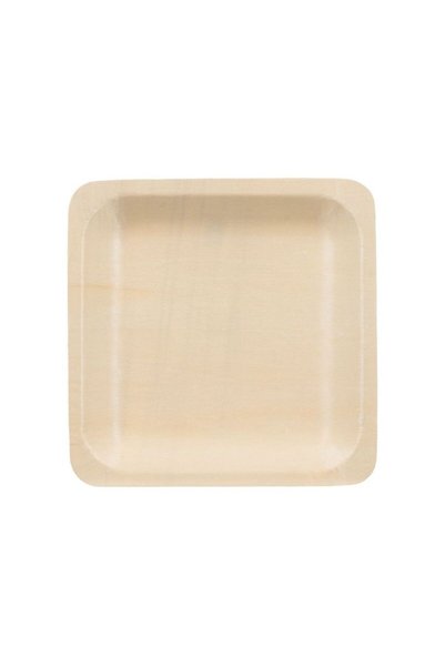 Jumbo Wooden Plates Set 18x18cm - 6pcs