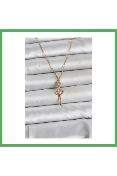 Nur store Çanta 316L Steel Chain Gold Color Sword Model Women's Necklace Bezoss
