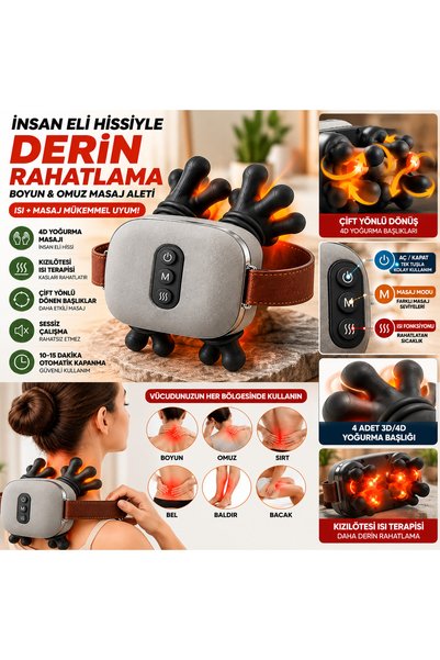 Havana “Kalite Ve Hesaplı” P70 Parmak Masaj Cihazı Hissi Veren Boyun Masaj Aleti Isıtmalı Shiatsu Omuz Sırt Masaj Cihazı