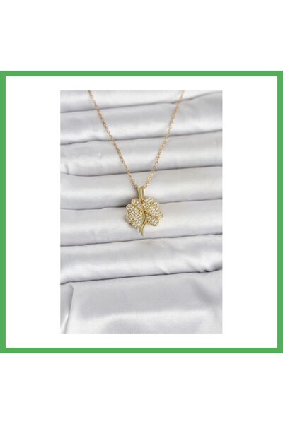 Nur store Çanta 316L Steel Gold Color Openable Clover Model Zircon Stone Wome...