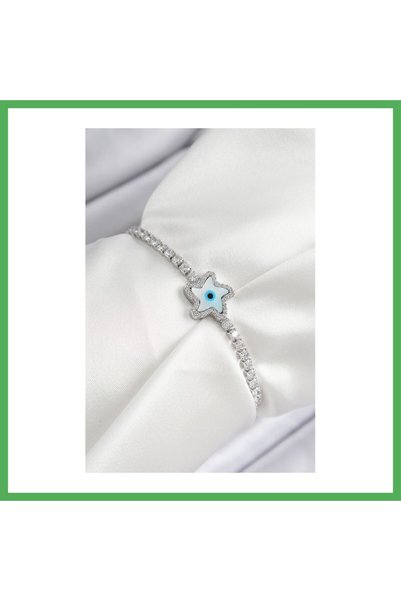 Nur store Çanta سوار نسائي من النحاس والزركون بحجر النازار ستار موديل فضي الل...