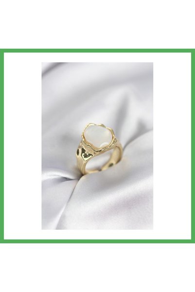 Nur store Çanta Gold Color White Stone Vintage Women's Ring Bezoss