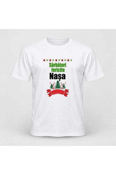 Fabricacucadouri.ro Tricou personalizat Sarbatori fericite nasa, model verde