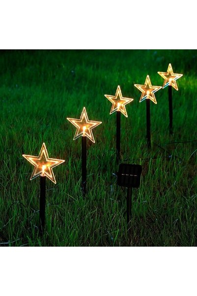 Generic Brand Set of 5 Solar LED Outdoor Lights Star Model, for Garden, 35.5 ...