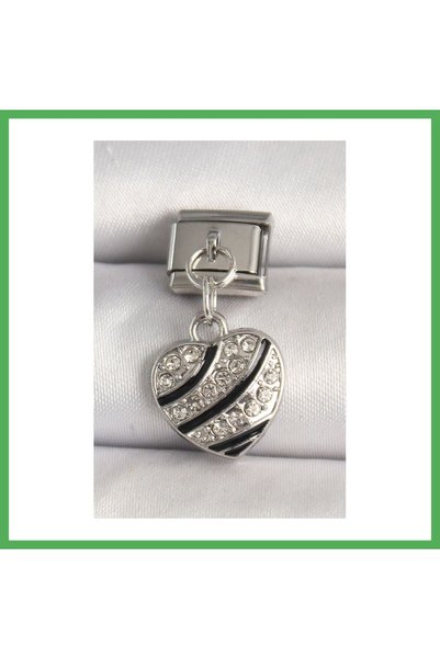 Nur store Çanta 316L Steel Silver Color Zircon Stone Model Nomination Charm B...