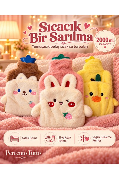 Percento Peluş Kılıflı Sıcak Su Torbası 2000ML