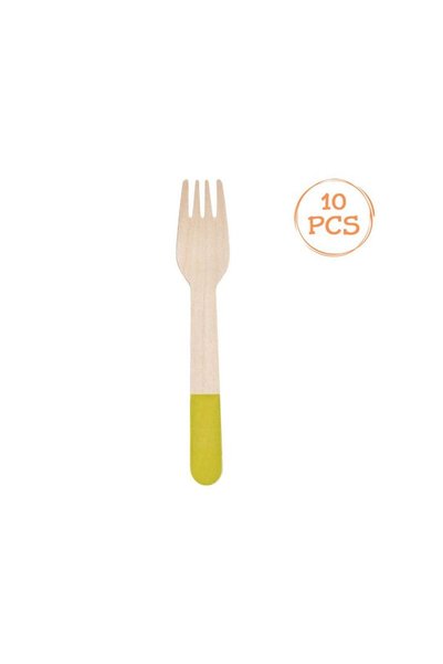 Jumbo Furculite din Lemn de Petrecere cu Manere Colorate 16cm - 10buc