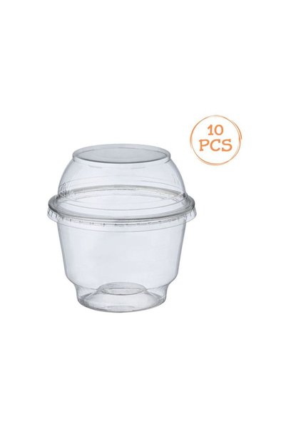 Jumbo Reusable Bowls with Transparent Plastic Lids 285ml - 10pcs