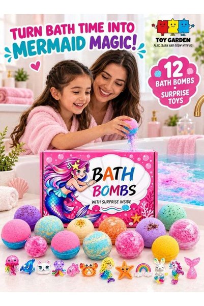 TOY GARDEN 12PCS Kids Bath Bomb Gift Set with Surprise Toys Inside, Colorful ...