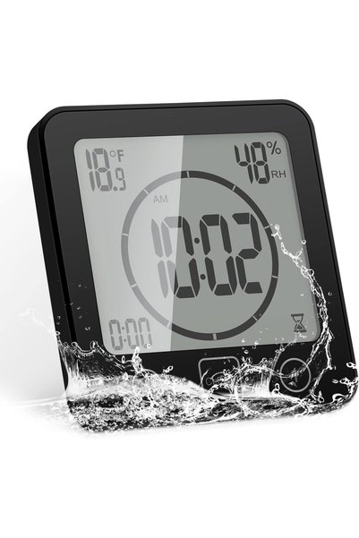 TERRIFI Shower Clock Waterproof Timer, Bathroom Digital Wall Clocks with Coun...