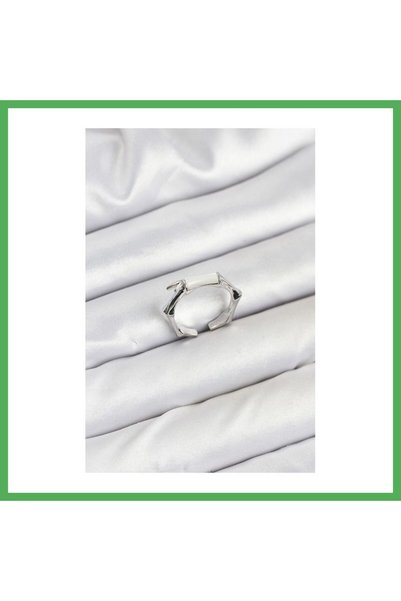 Nur store Çanta خاتم نسائي من النحاس باللون الفضي موديل BEZOSS