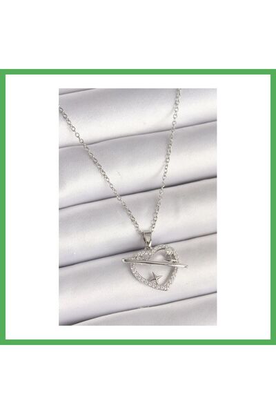 Nur store Çanta 316L Steel Silver Color Chain Zircon Stone Model Star Detail ...